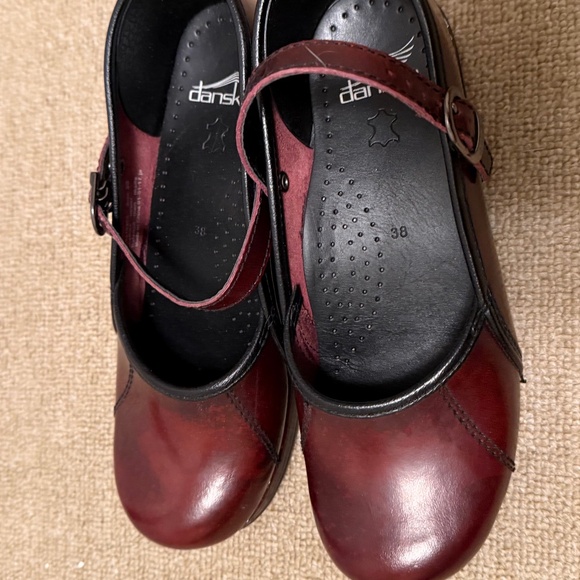 Size 38 / US8 - Dansko Red Mary Jane Leather Clogs - Picture 2 of 4
